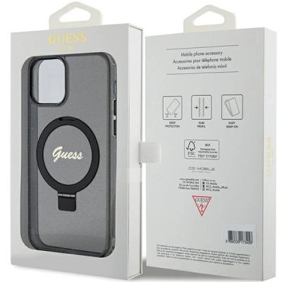 8. Guess Ring Stand Script Glitter MagSafe case for iPhone 12/12 Pro - black