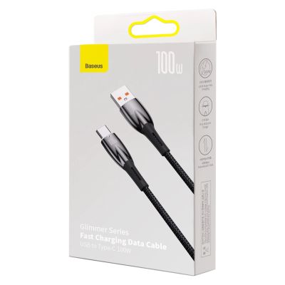 5. Baseus Glimmer Series Fast Charging Cable USB-A - USB-C 100W 480Mb/s 1m Black