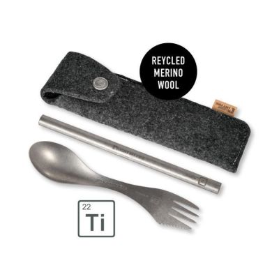 Light My Fire Spork & Straw Kit Titanium Travel Cutlery in Case