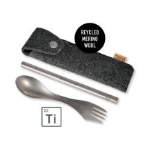 Light My Fire Spork & Straw Kit Titanium Travel Cutlery in Case