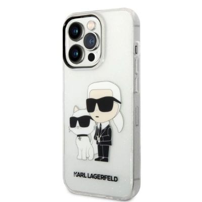 2. Karl Lagerfeld Glitter Karl&Choupette case for iPhone 14 Pro - transparent