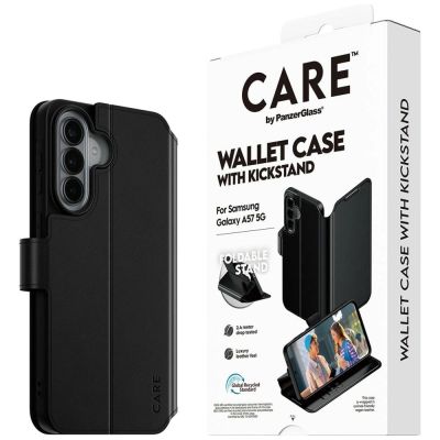 7. CARE by PanzerGlass Feature Wallet Kickstand Case for Samsung Galaxy A57 - Black