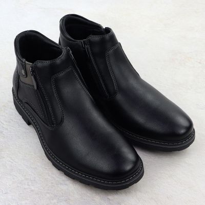 3. Men’s Black Warm-Lined Zip-Up Ankle Boots VanHorn AN71309