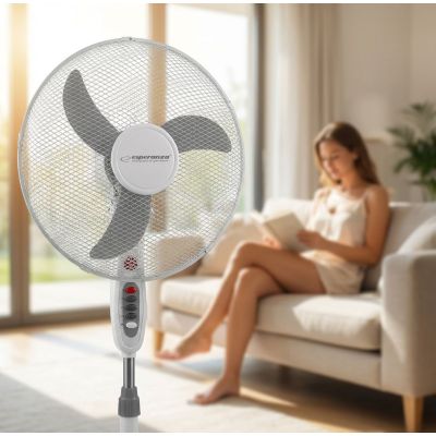 7. Esperanza Typhoon EHF002WE pedestal fan (white, gray)