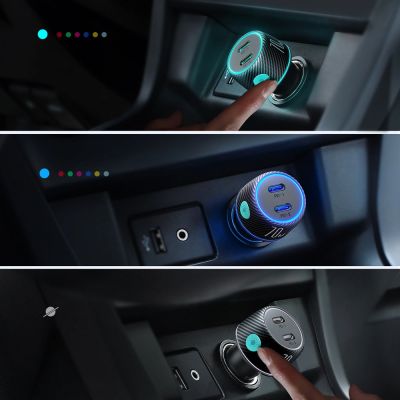 7. 2x USB C 70W car charger with LED backlight Joyroom JR-CCN02 - black