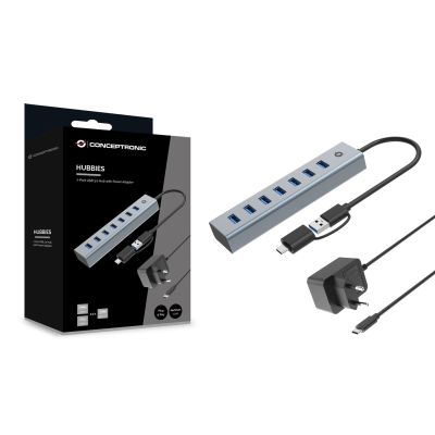 4. Conceptronic HUBBIES21GP USB 3.2 Gen 1 (3.1 Gen 1) Type-A 5000 Mbit/s Hubs and Hubs Gray