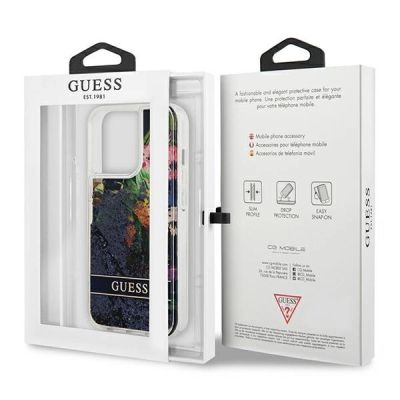8. Guess GUHCP13LLFLSB iPhone 13 Pro / 13 6.1" blue/blue hardcase Flower Liquid Glitter