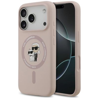 Karl Lagerfeld Silicone Karl&Choupette Ring MagSafe Case for iPhone 17 Pro - Pink