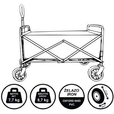 30. DELUXE FOLDABLE TRAVEL AND BEACH STROLLER 66x48x90CM WITH HANDLE, BLUE