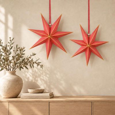 6. RED PAPER STAR DECORATION 60 CM SASKA GIFT & DECOR