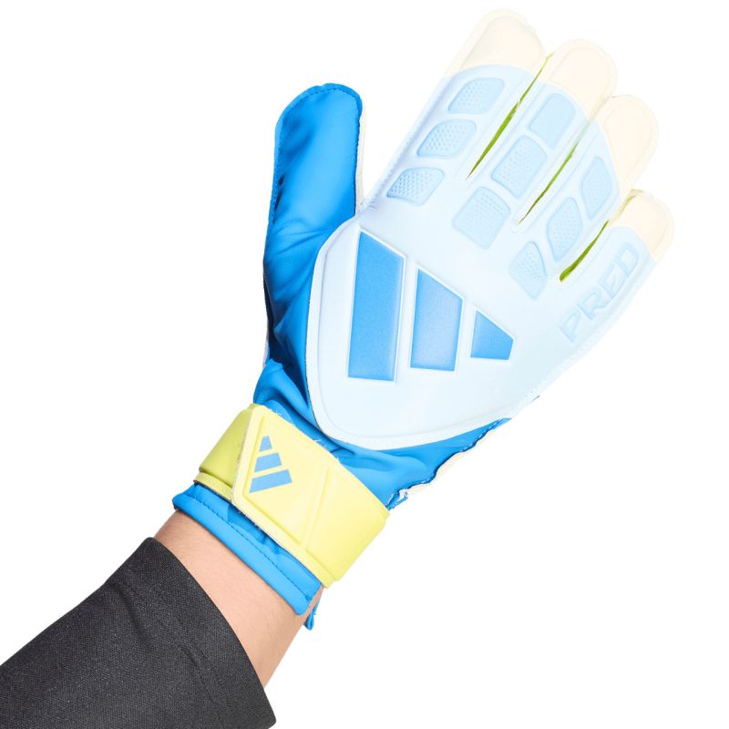 2. adidas Predator Training Goalkeeper Gloves White, Yellow, and Blue KA7786