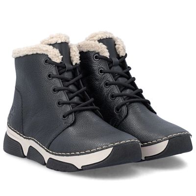 10. Women's leather ankle boots, insulated, black, Rieker 45946-00