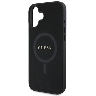 6. Guess Saffiano Classic Logo MagSafe iPhone 16 Plus Case - Black