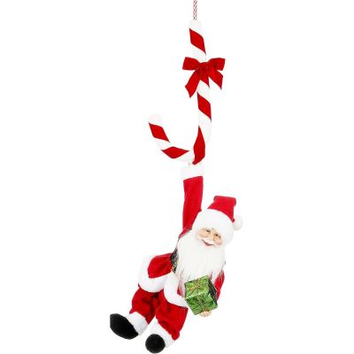 19. CHRISTMAS SANTA CLAUS PLAYING MOVING HANGING WITH CANDY LOLLIPOP 82CM MICA