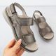 Women's leather sandals with Velcro, metallic brown, Rieker 60462-90