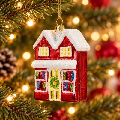 5. MICA Safe Plastic Christmas Bauble – House with 2 Roof Slopes