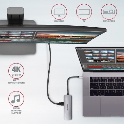 6. Axagon HMC-5 Docking Station Wired USB 3.2 Gen 1 (3.1 Gen 1) Type-C Gray