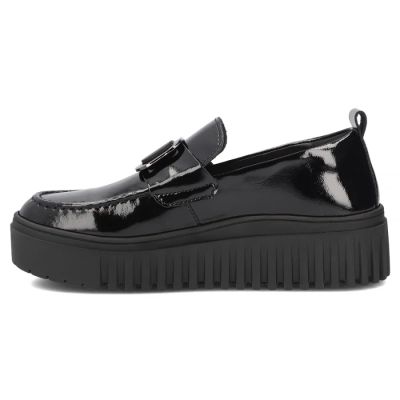 3. Women's leather platform moccasins, patent leather, black, Filippo DP8269