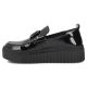 3. Women's leather platform moccasins, patent leather, black, Filippo DP8269