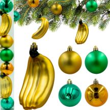 DECORATIVE PLASTIC BAUBLE SAFE 7 PCS BANANA MICA