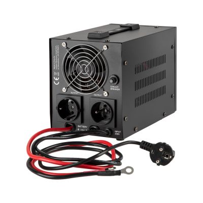 2. KEMOT PROsinus-500 emergency power supply, pure sine wave converter with charging function 12V 230V 500VA/300W - black