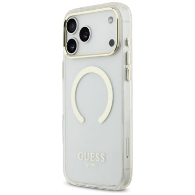 2. Guess Metal Outline MagSafe Case for iPhone 17 Pro Max / 18 Pro Max - Gold