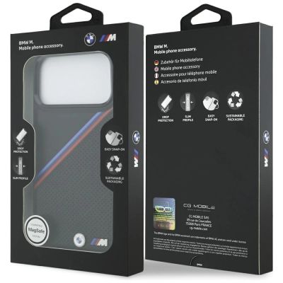 8. BMW M Tricolor Metal Logo MagSafe Case for iPhone 17 Pro Max - Black