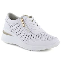 White openwork leather wedge sneakers Vinceza 95402