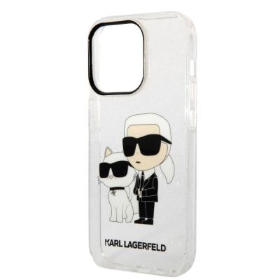 6. Karl Lagerfeld Glitter Karl&Choupette case for iPhone 14 Pro - transparent