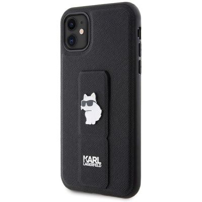 2. Karl Lagerfeld Gripstand Saffiano Choupette Pins Case for iPhone 11 / Xr - Black