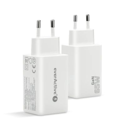 6. EVERACTIVE GAN WALL CHARGER 1 X USB, 2 X USB-C QUICK CHARGE 4+ 65W WHITE SC-655Q