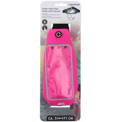 6. DUNLOP PINK SPORTS WATERPROOF WAIST BAG FOR RUNNING WITH PHONE WINDOW