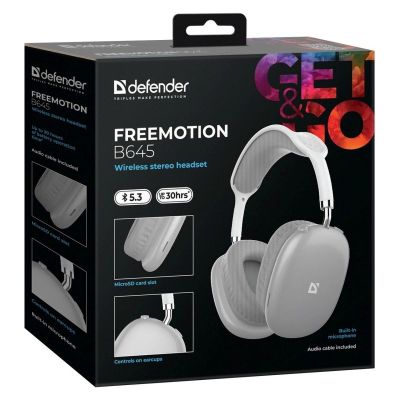 6. Defender Bluetooth Freemotion Headphones B645 Gray 63646