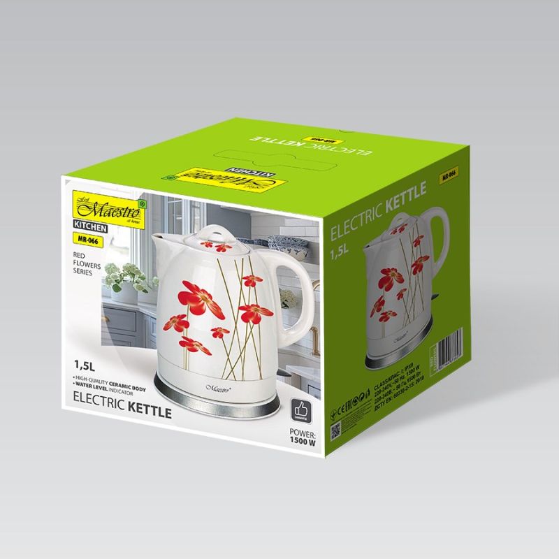 11. Ceramic electric kettle MAESTRO MR-066 red.