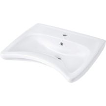 Ceramic wall-mounted washbasin with space for a tap - for people with limited mobility