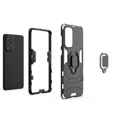 2. Ring Armor tough hybrid case cover + magnetic holder for Samsung Galaxy A73 black