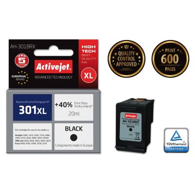 2. Activejet AH-301BRX Ink (replaces HP 301XL CH563EE; Premium; 20 ml; black)