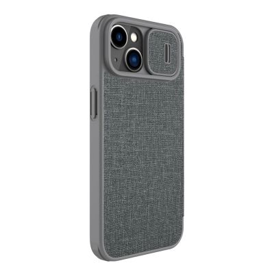 4. Nillkin Qin Cloth Pro Case Case for iPhone 14 Plus Camera Cover Holster Cover Flip Case Gray