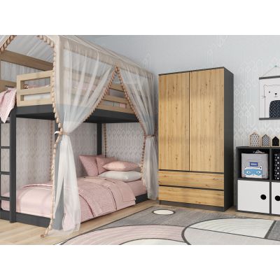 3. SS-90 wardrobe 90x50xH180 anthracite/artisan