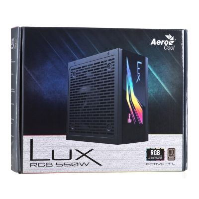 6. Aerocool LUX AEROPGSLUXRGB-550 Power Supply (550 W; 120 mm)