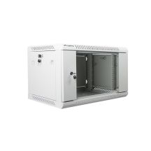 Lanberg WF01-6406-10S single-section lockable cabinet (6U; 368mm / 600mm / 450mm; wall-mounted; Glass; 19''; gray)