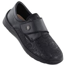 Leather Velcro shoes, elastic, black, Unisoft 8435