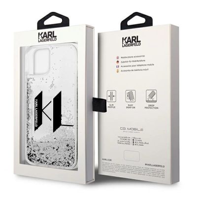 8. Karl Lagerfeld Liquid Glitter Big KL case for iPhone 14 - silver