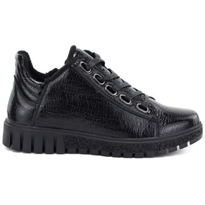 6. Women's patent leather ankle boots, black, Vinceza 133122