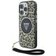 Guess HC IML Leopard Triangle Cord Strap MagSafe Case for iPhone 16 Pro - Brown