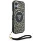 3. Guess HC IML Leopard Triangle Cord Strap MagSafe iPhone 16 Case - Brown