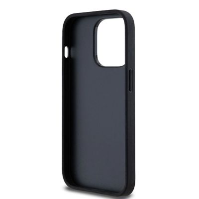 7. DKNY Leather Checkered Mono Pattern & Printed Stripes iPhone 14 Pro Case - Black