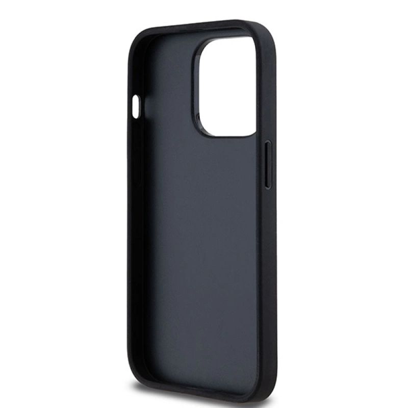 7. DKNY Leather Checkered Mono Pattern & Printed Stripes iPhone 14 Pro Case - Black