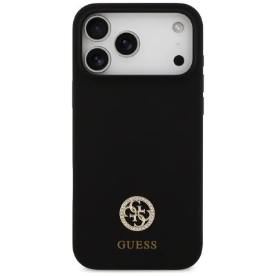 3. Guess Silicone Logo Strass 4G MagSafe Case for iPhone 17 Pro Max - Black