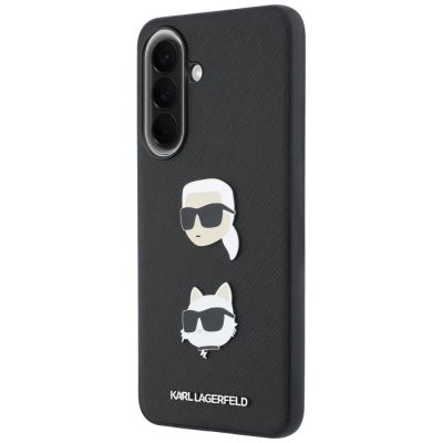 2. Karl Lagerfeld Case with Karl&Choupette Heads Pins&Logo for Samsung Galaxy A37 5G - Black